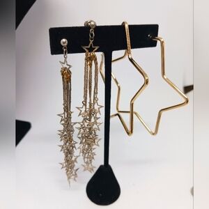 Gold and Silver Toned Star Earrings Lot